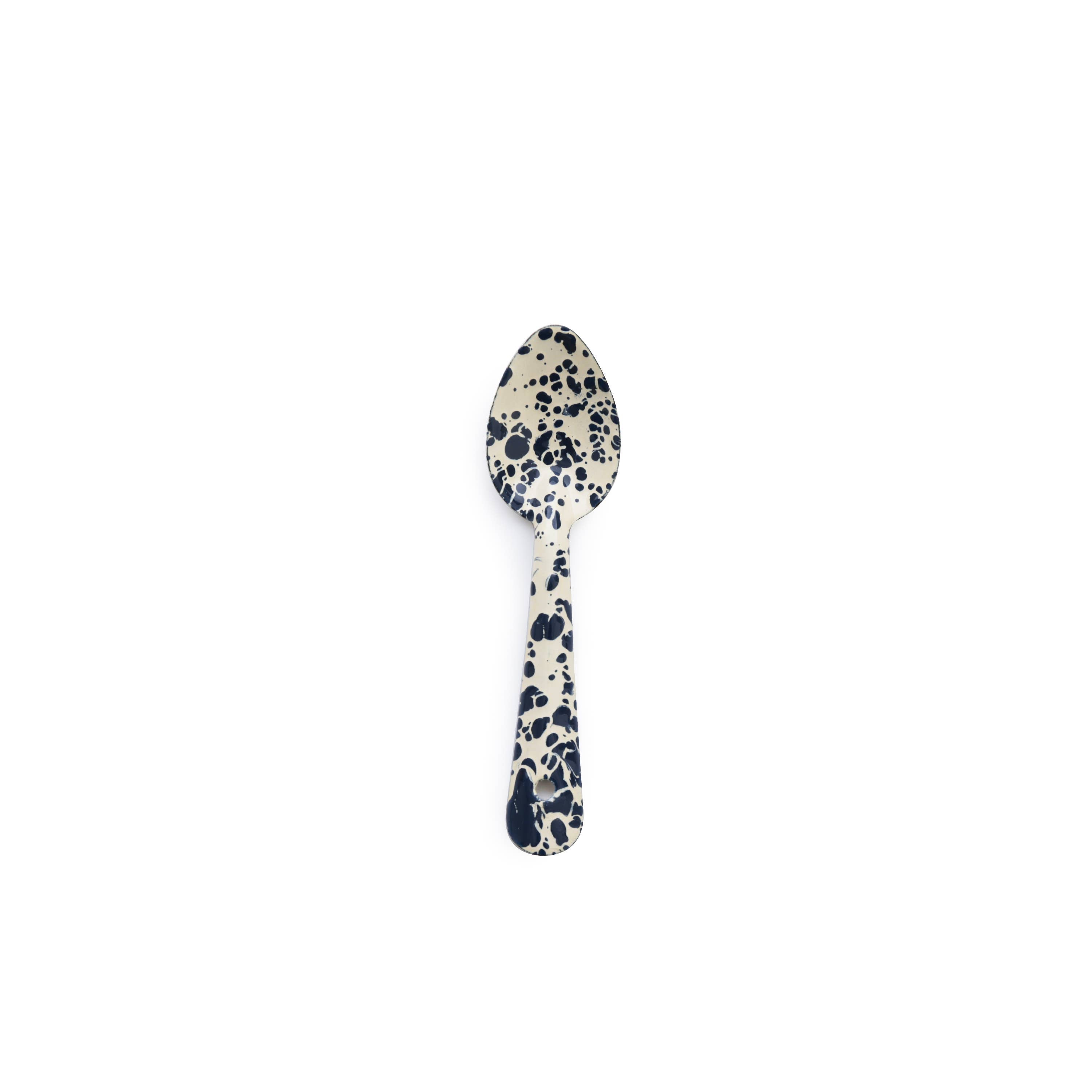 Splatter Enamelware Small Spoon: Navy & Cream Splatter