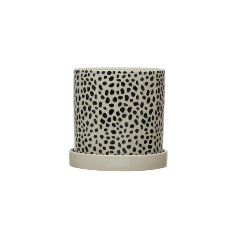 Stoneware Planter with Saucer image 2
