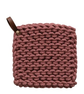 Crocheted Pot Holder w/ Leather Loop image 5