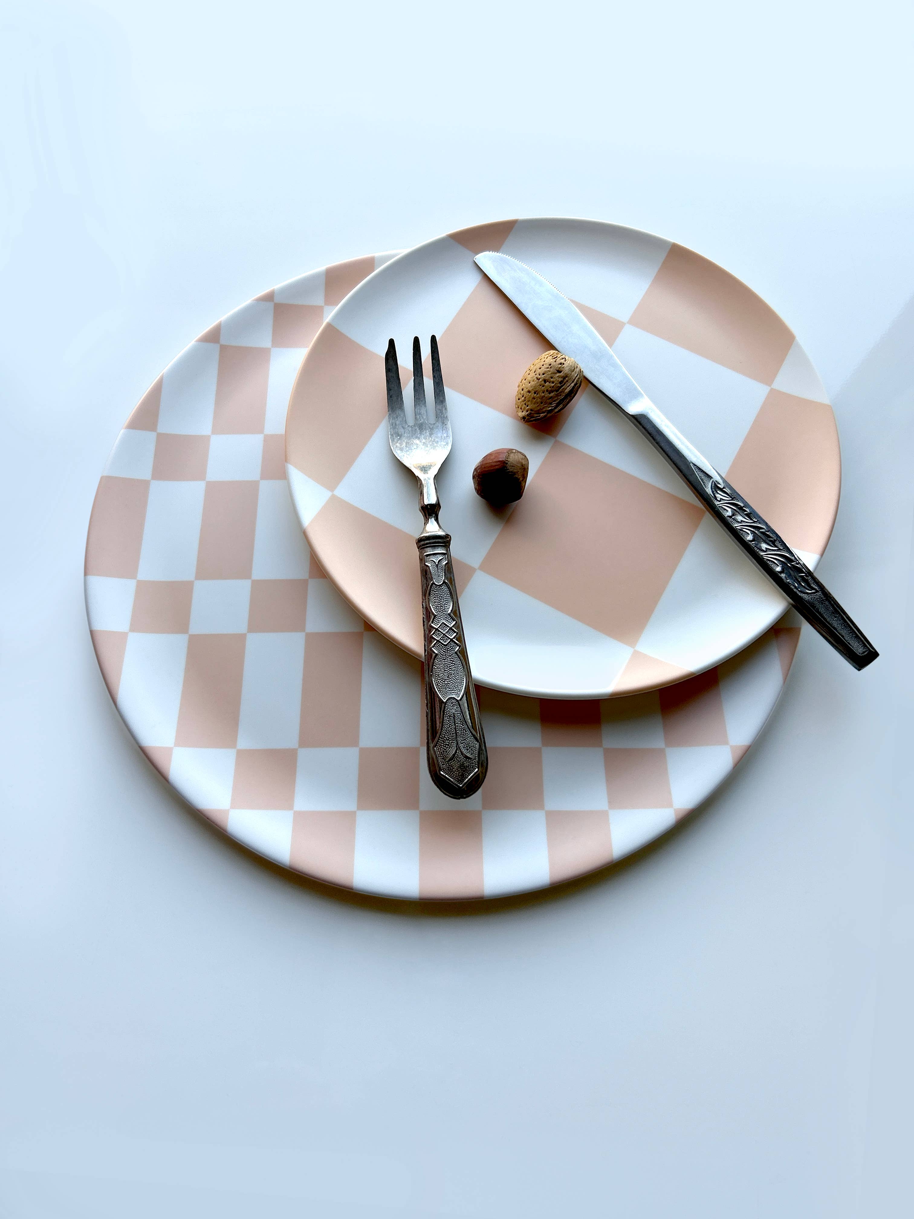 Pink Check Dinner Plate