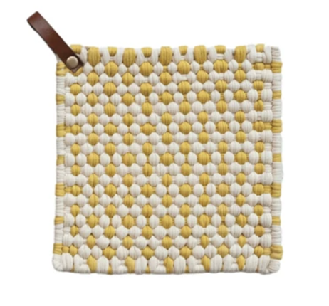 Crocheted Pot Holder with Leather Loop image 1