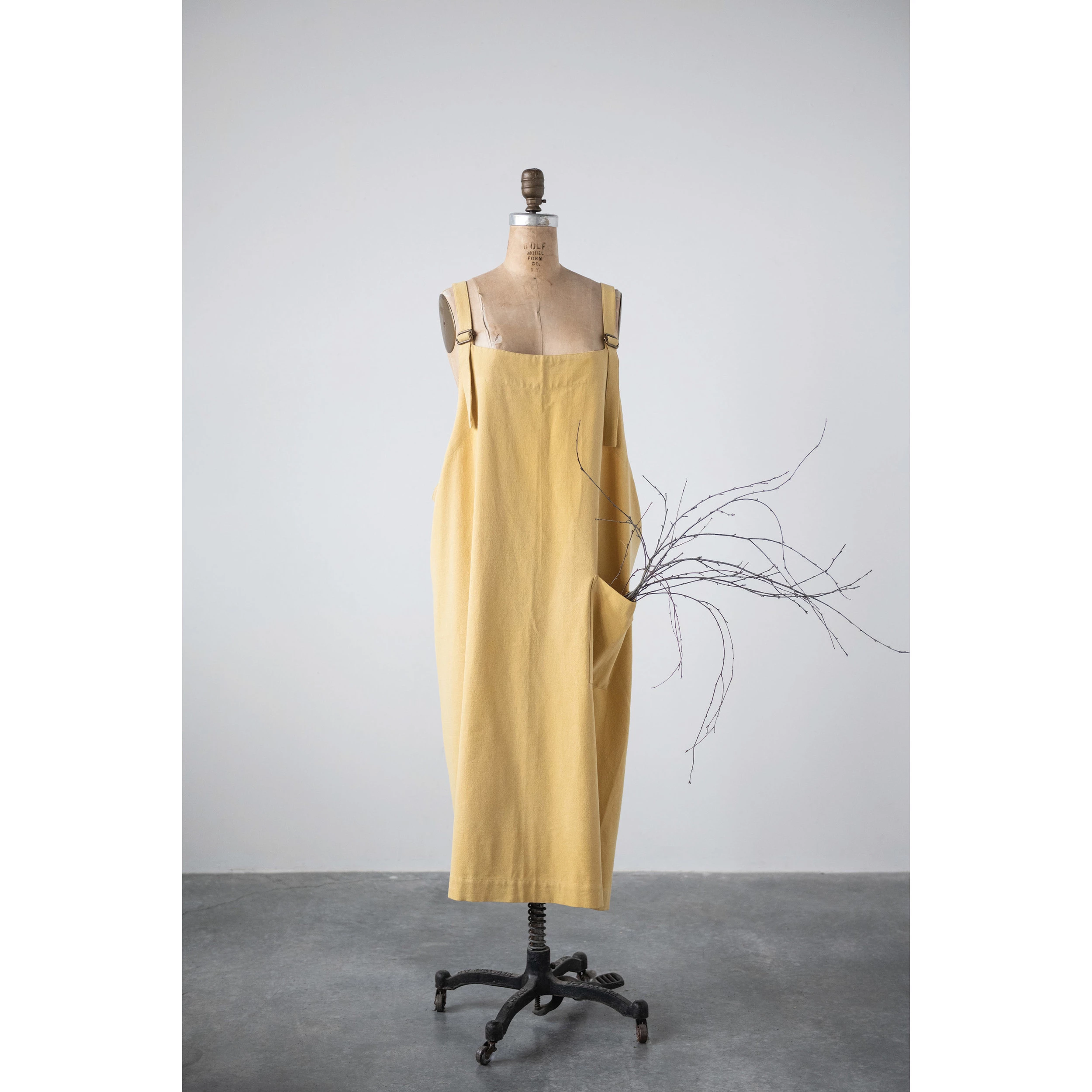 Cotton Cross Back Apron - Yellow image 3