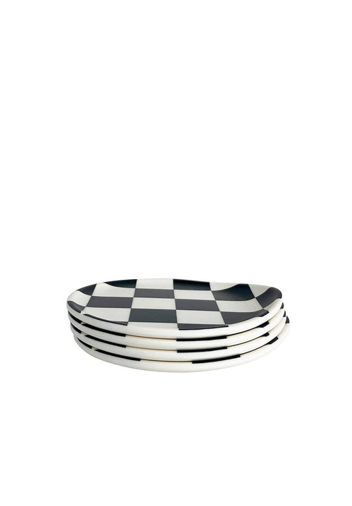 Bamboo Black Check Coaster - Set of 4