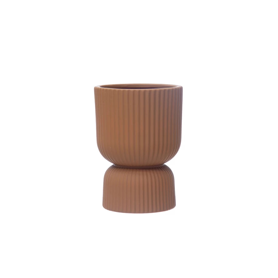 Stoneware Pleated Footed Planter image 0