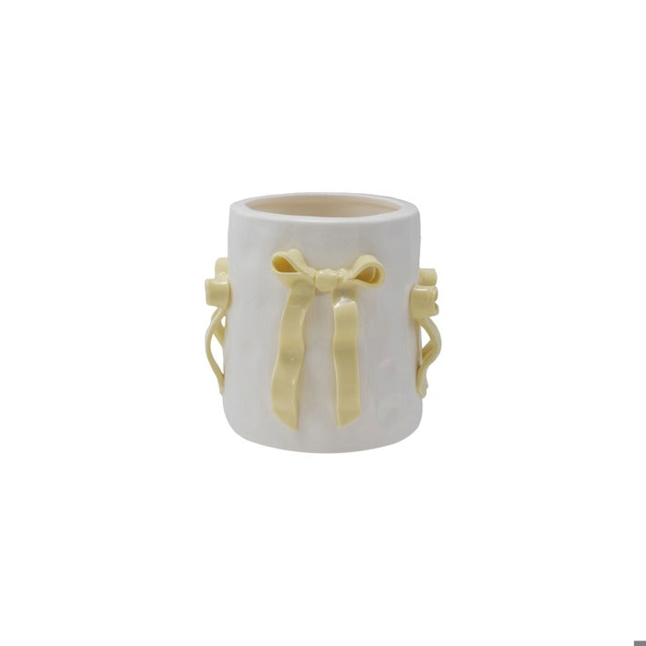 Yellow Bow Stoneware Planter image 0