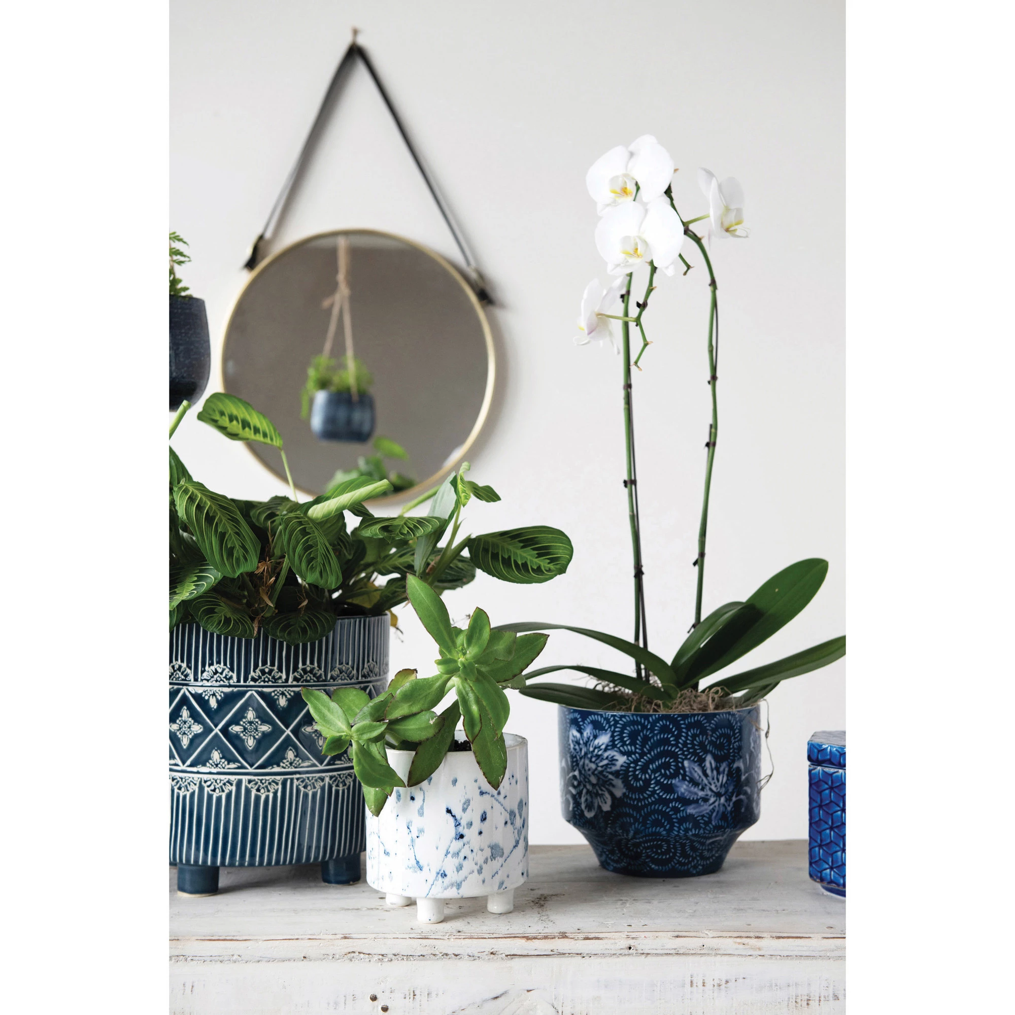 Stoneware Footed Planter with Splatter Design image 1