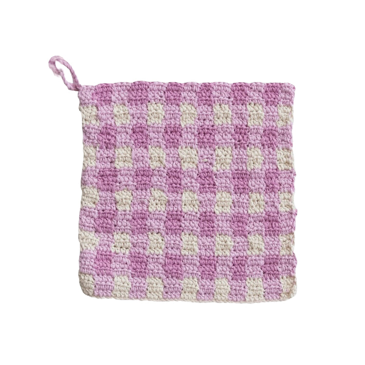 Cotton Crocheted Plaid Pot Holder image 1