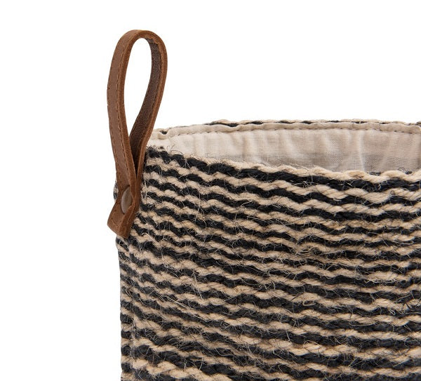 Jute Baskets w/ Leather Loop image 3
