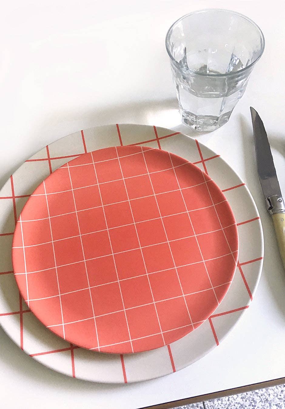 Red Grid Side Plate