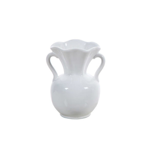 White Ceramic Vase with Handle image 0