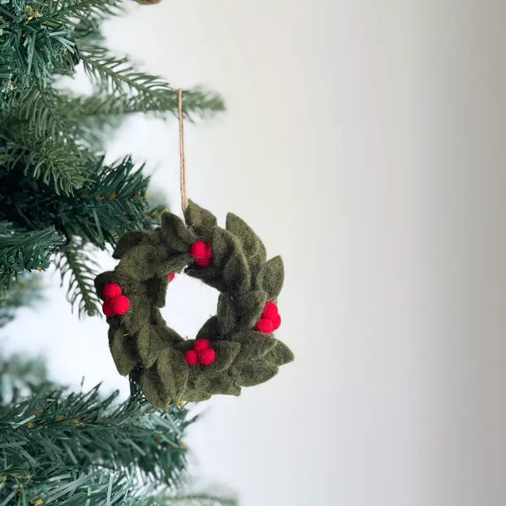 Felt Ornament - Mini Holly Wreath image 2
