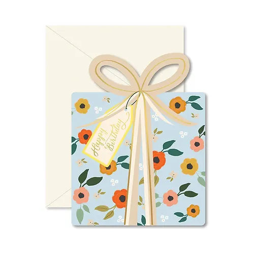 Blue Floral Birthday Gift Greeting Card image 0