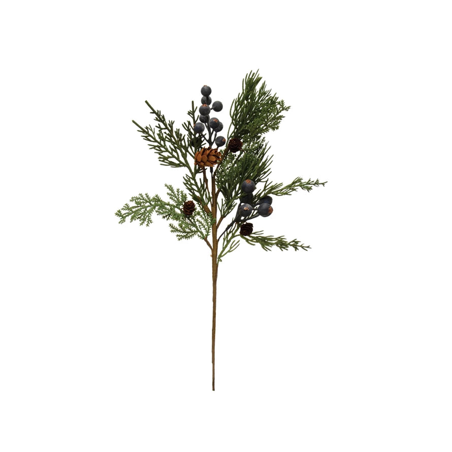 Faux Cypress Pick w/ Natural Pinecones & Berries image 0