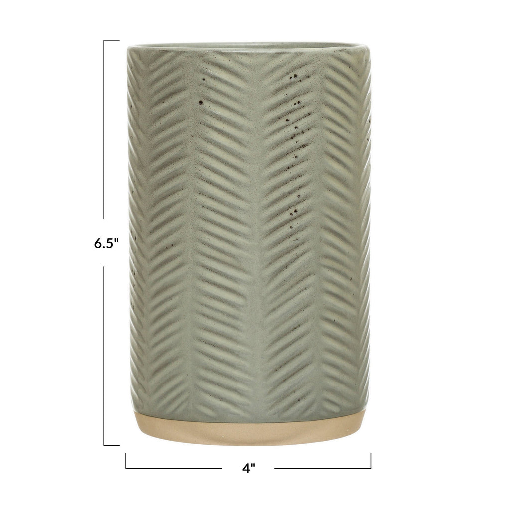 Debossed Stoneware Utensil Holder image 2