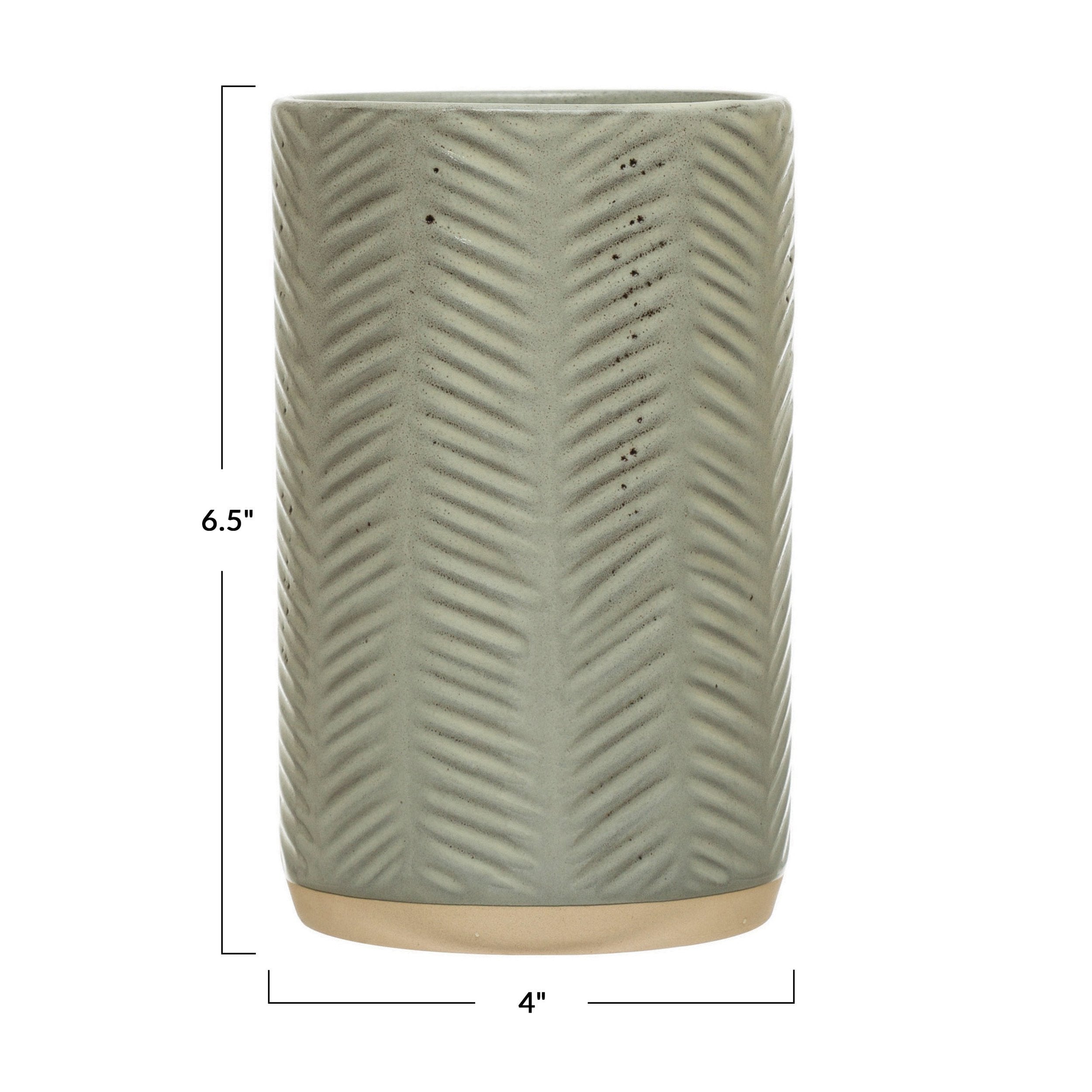 Debossed Stoneware Utensil Holder image 2