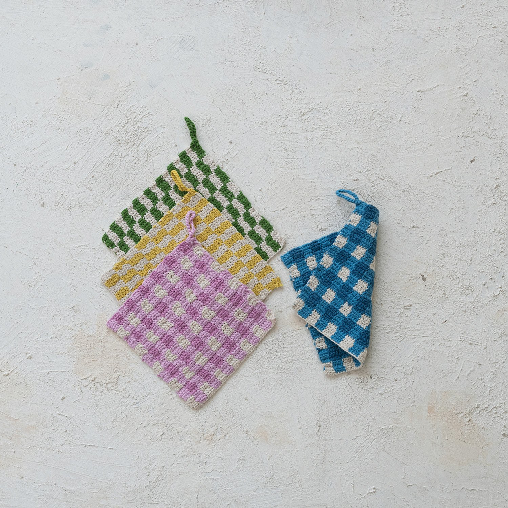 Cotton Crocheted Plaid Pot Holder image 5