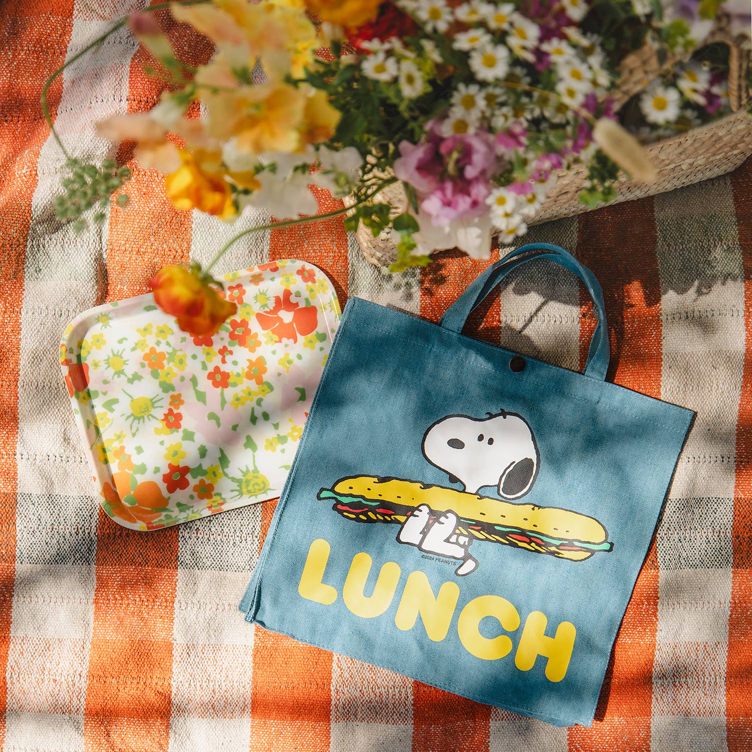 Snoopy Vintage Market Tote - Snoopy Lunch