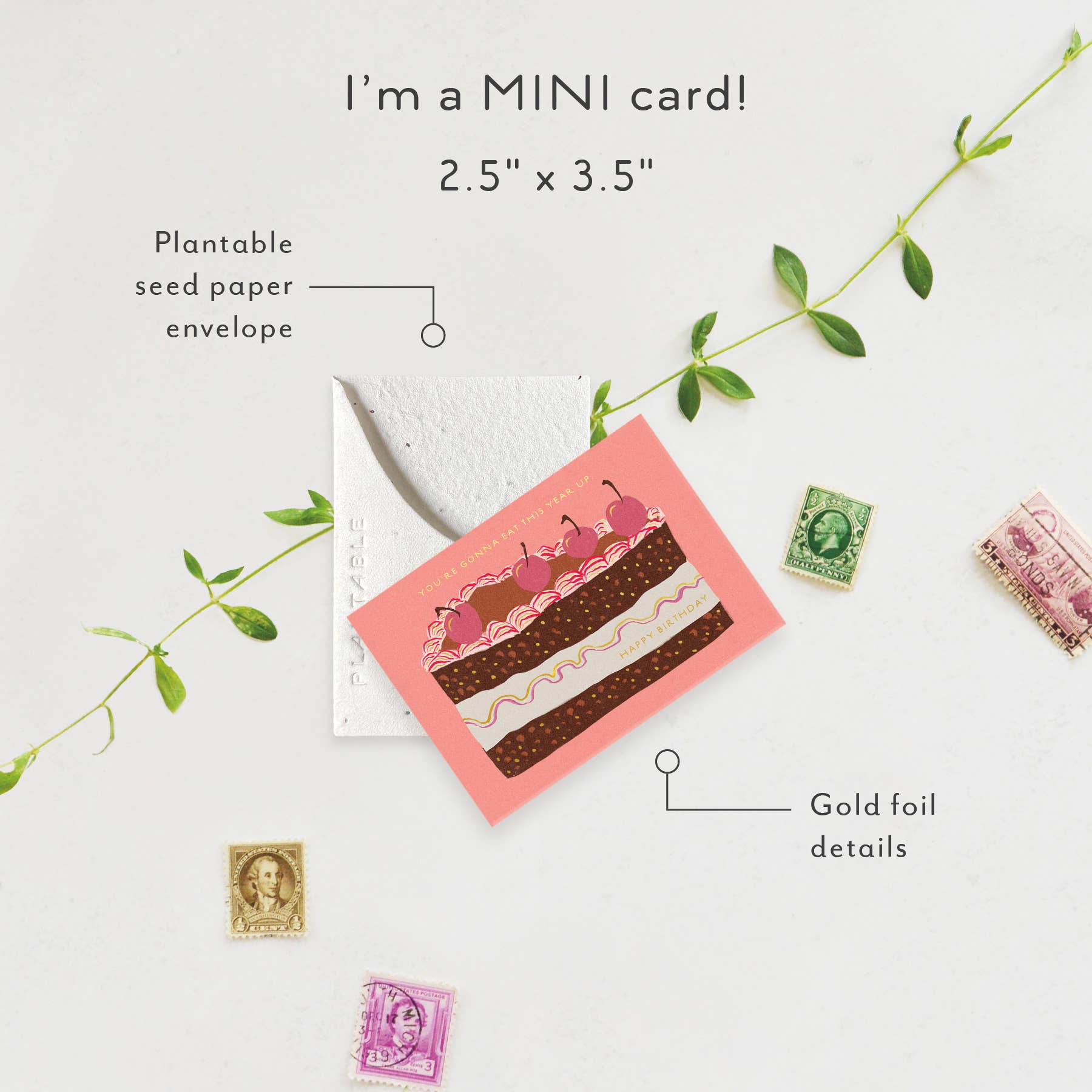 Slice of Cake Sprout - Birthday Mini Greet 2.5 x 3.5
