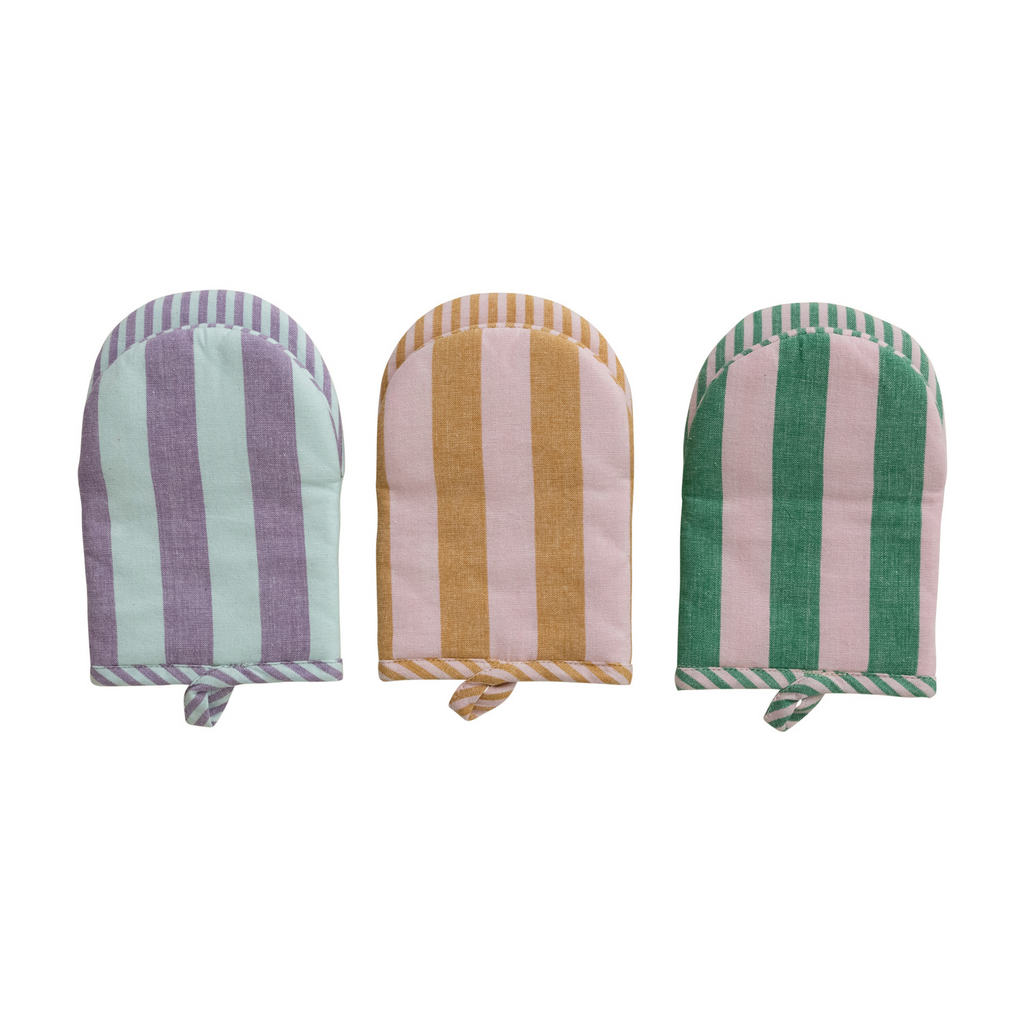 Woven Cotton Striped Oven Mitt image 0