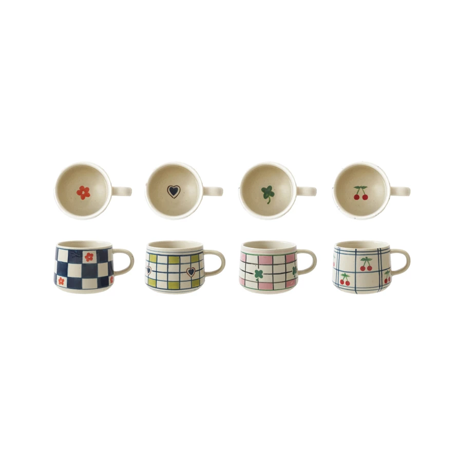 Hand-Painted Stoneware Mug with Pattern image 0