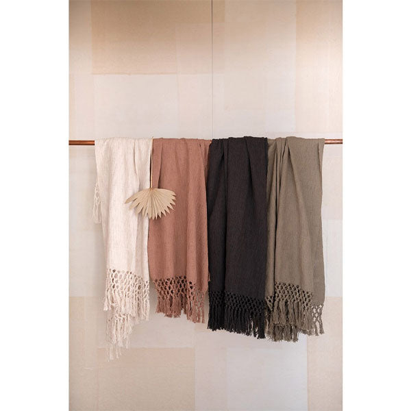 Woven Cotton Throw - Cream image 1