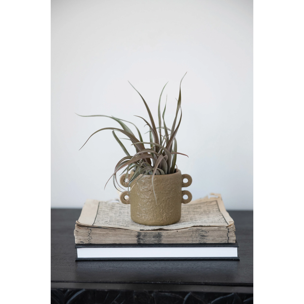 Stoneware Planter with Handles - Matte Sand image 1